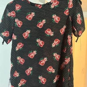 EUC Girls Polka/Floral dress shirt